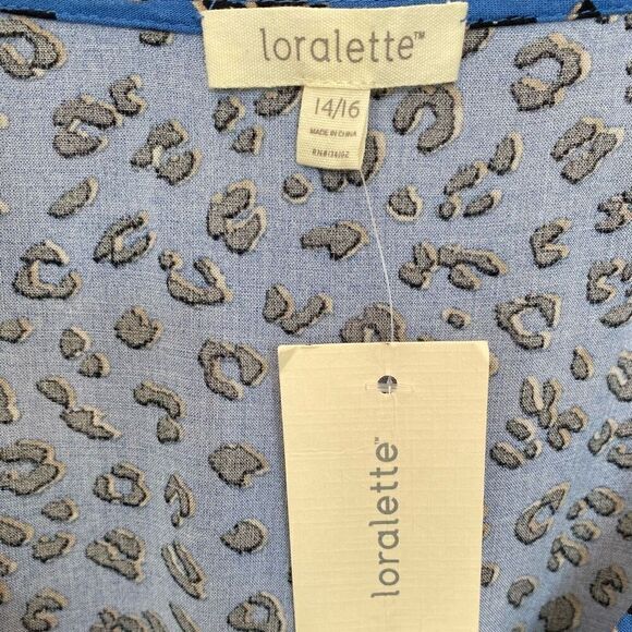 Loralette Blue Leopard Print Kimono Sleeve Mini Dress NWT Size 16-18/Extra Large - Picture 4 of 7